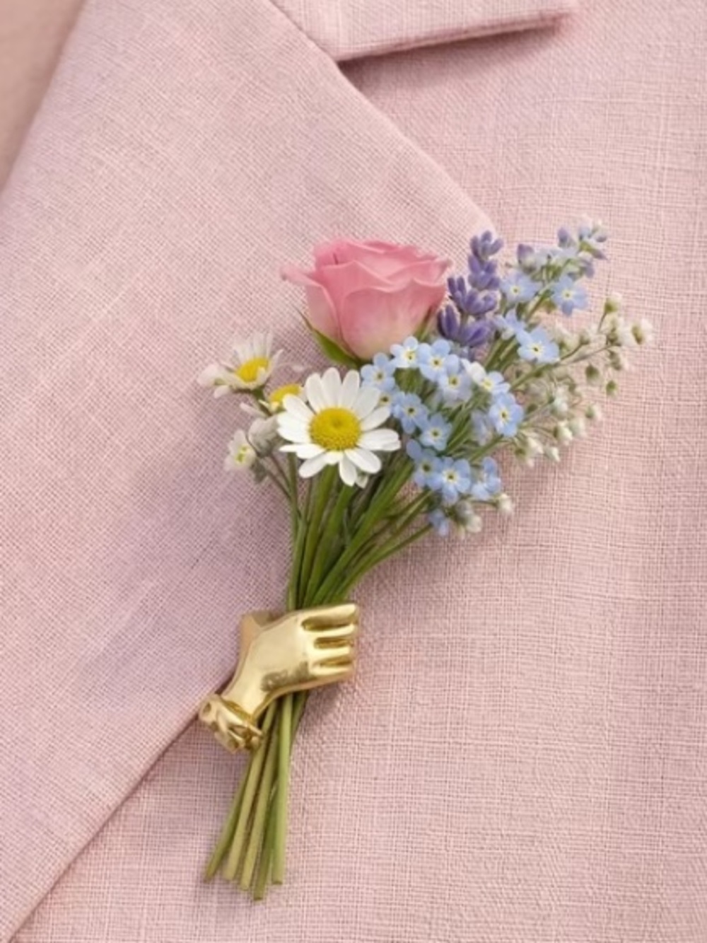 Gold Hand Brooch for Holding a Mini Bouquet